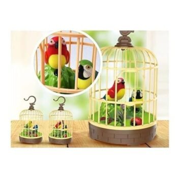 KIN Chirping Beautiful Electronic Bird Pet Toy in Hanging cage with Music.
