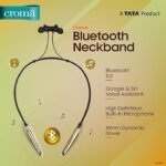 TATA Chroma Neckband with Controls Pad with Bluetooth 5.1 & IPX6 (Black & Silver).