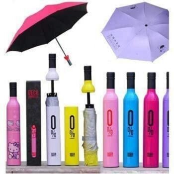 KIN Double Layer Folding Portable Wine Bottle UV Protection Umbrella With Cover.