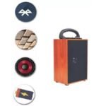 KIN Wooden Bluetooth High Bass Stereo Speaker with Mobile Holder & Fm.