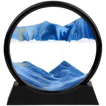 KIN 3D Deep Sea Sandscape Moving Art Picture with Round Frame Display Decorative & Picture Holder Stand.