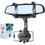 Kin Car Universal Rear Mirror Clip Mobile Holder with 360 Degree Rotation.