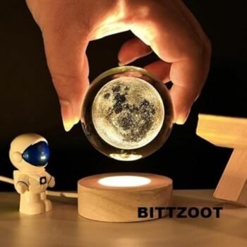 Kin 3D Engraved Moon Crystal Ball Night Lamp.